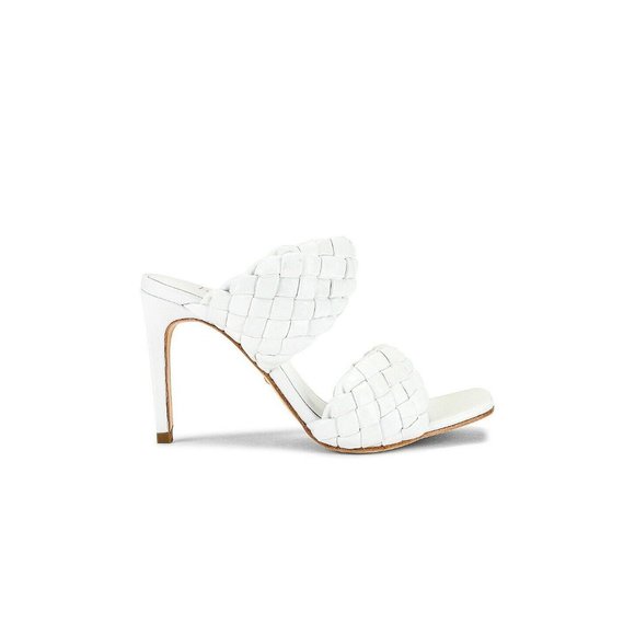 RAYE Jordan Heels White Woven Leather Square Toe Revolve 7.5 $228 - Picture 3 of 8